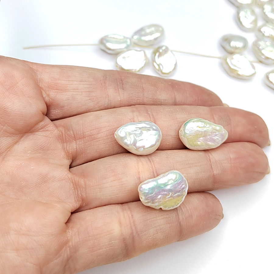 Жемчуг натуральный Кеши 15х12 мм, форма жемчуга Оливка, культивированный жемчуг