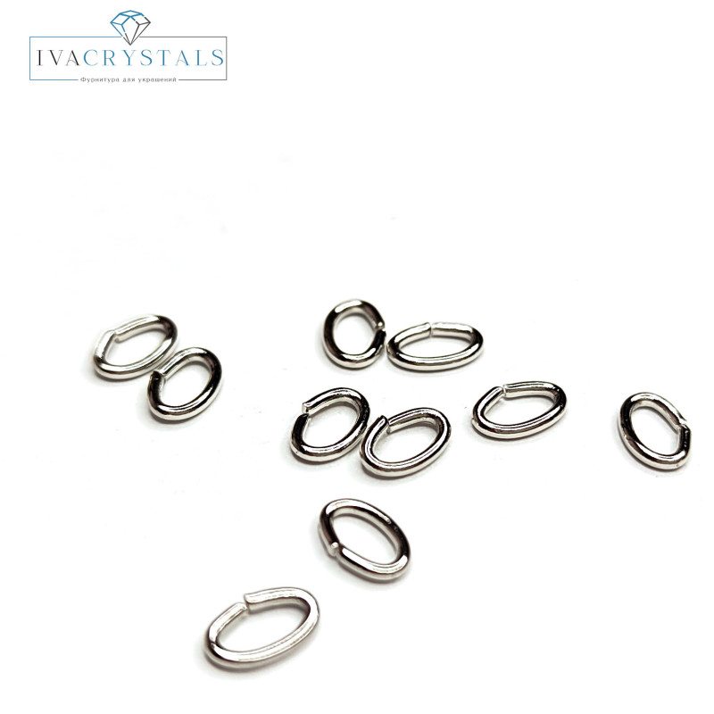 6 мм Колечки овальные соединительные, 10 штук покрытие Родий