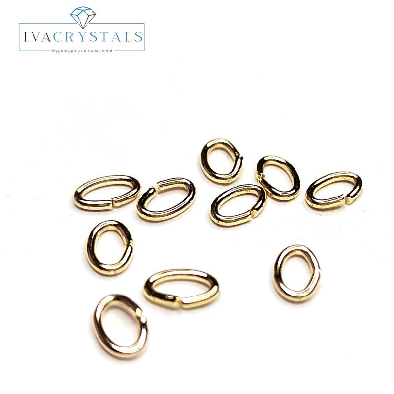 6 мм Колечки овальные соединительные, 10 штук покрытие Позолота