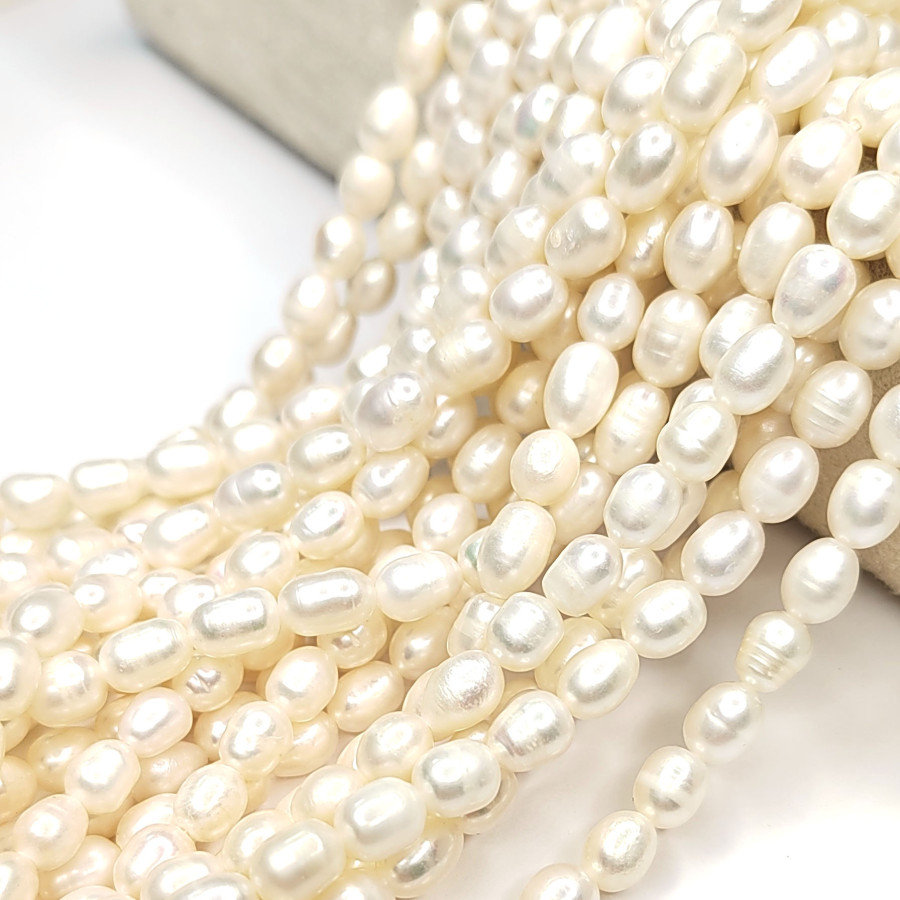 Жемчуг 7х6 мм, культивированный пресноводный, НИТЬ 38-39 см