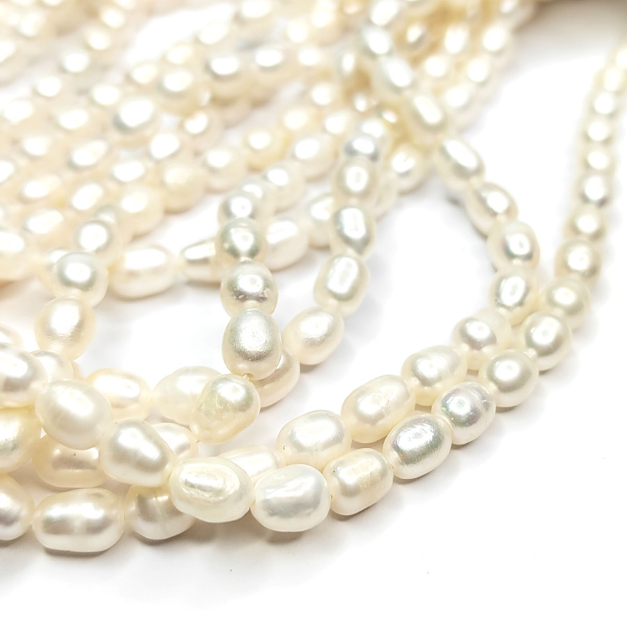 Жемчуг 7х6 мм, культивированный пресноводный, НИТЬ 38-39 см