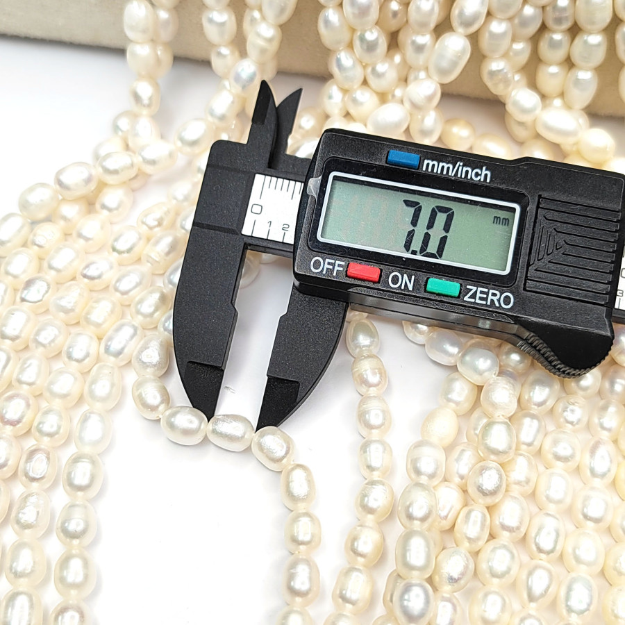 Жемчуг 7х6 мм, культивированный пресноводный, НИТЬ 38-39 см