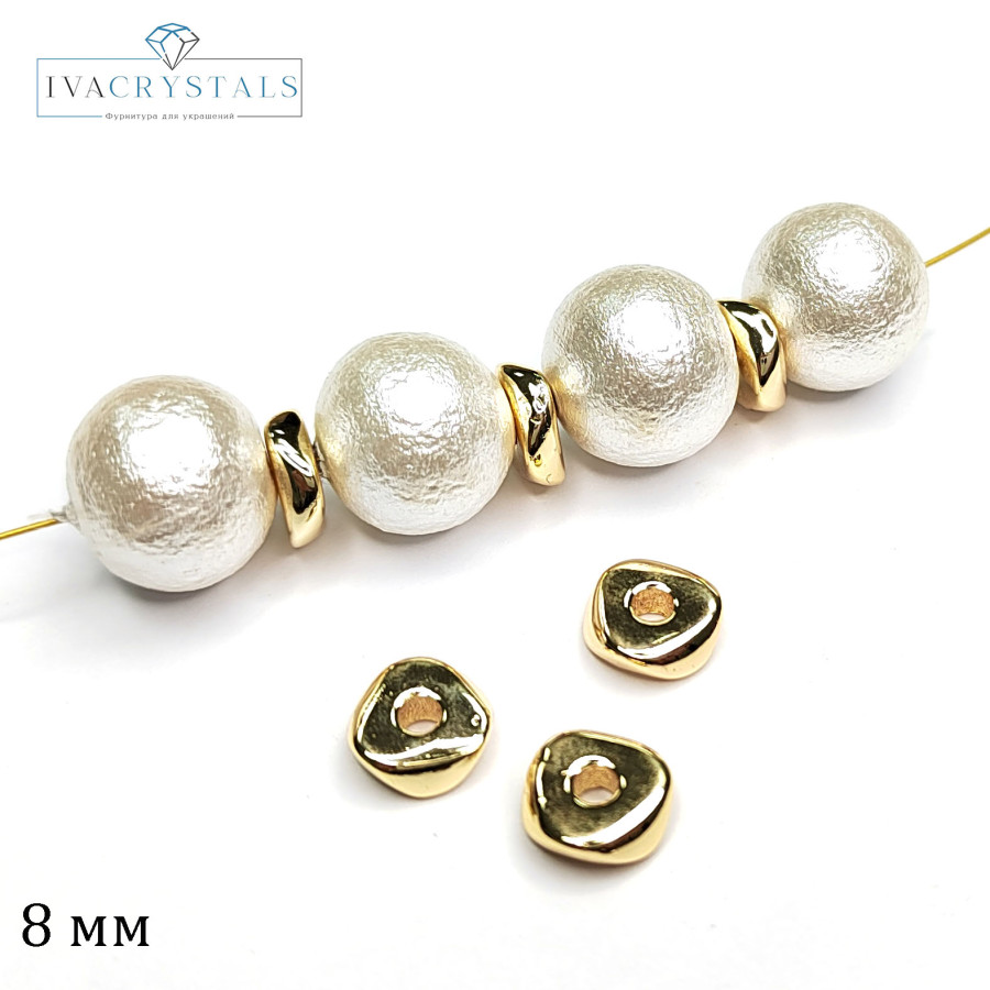 Разделительная бусина 8х2,7 мм треугольная, штука покрытие Позолота