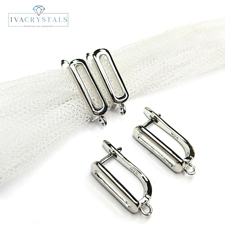 Швензы 18х5 мм Прямоугольные, пара покрытие Родий