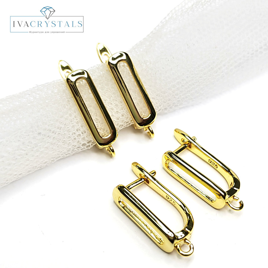 Швензы 18х5 мм Прямоугольные, пара покрытие Позолота