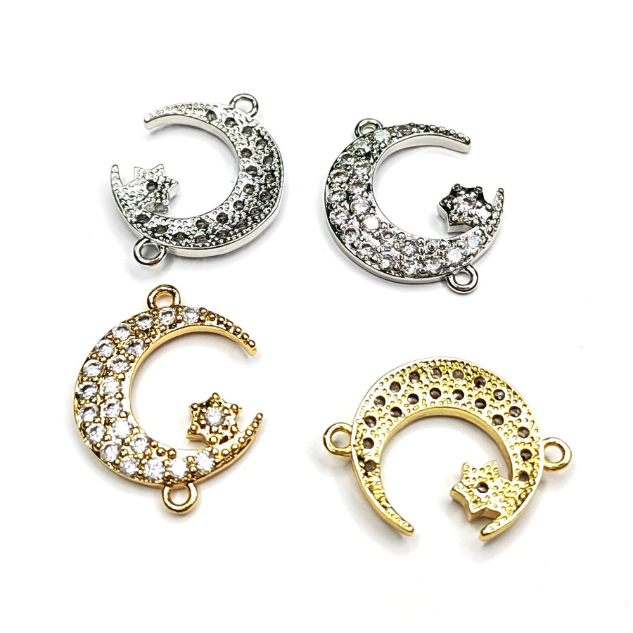 Коннектор Полумесяц 23х18 мм с фианитами, штука