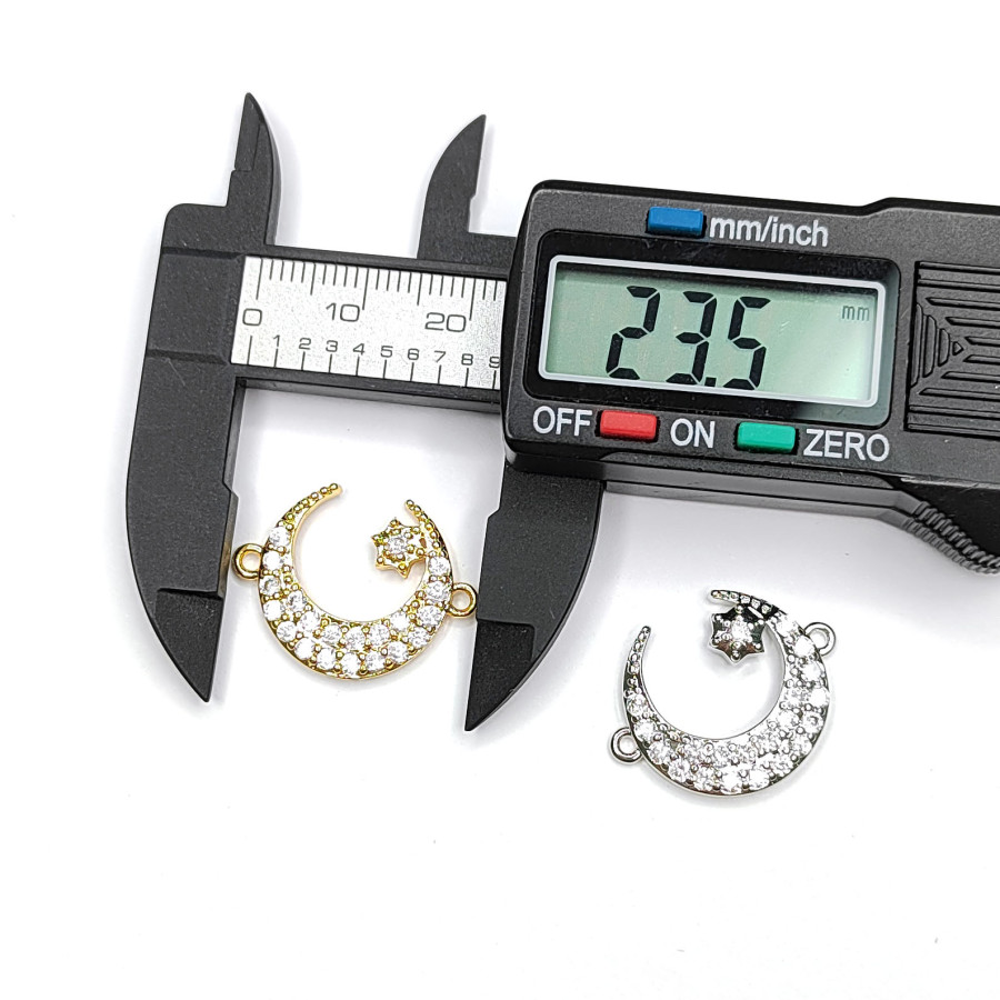 Коннектор Полумесяц 23х18 мм с фианитами, штука