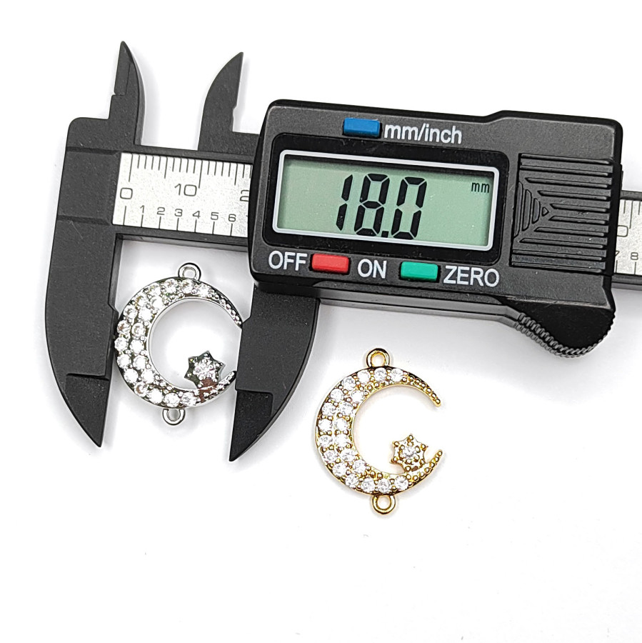 Коннектор Полумесяц 23х18 мм с фианитами, штука