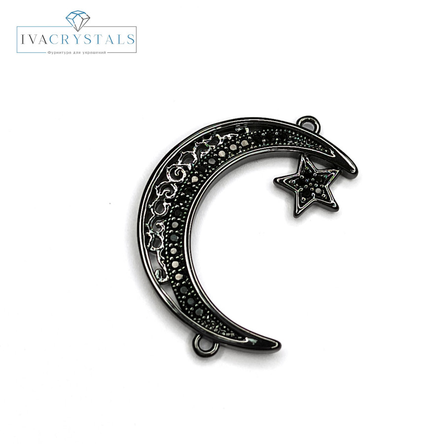 Коннектор Полумесяц 28х19 мм, штука цвет Чёрный