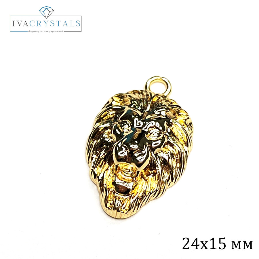 Подвеска Лев 24х15 мм, штука покрытие Позолота