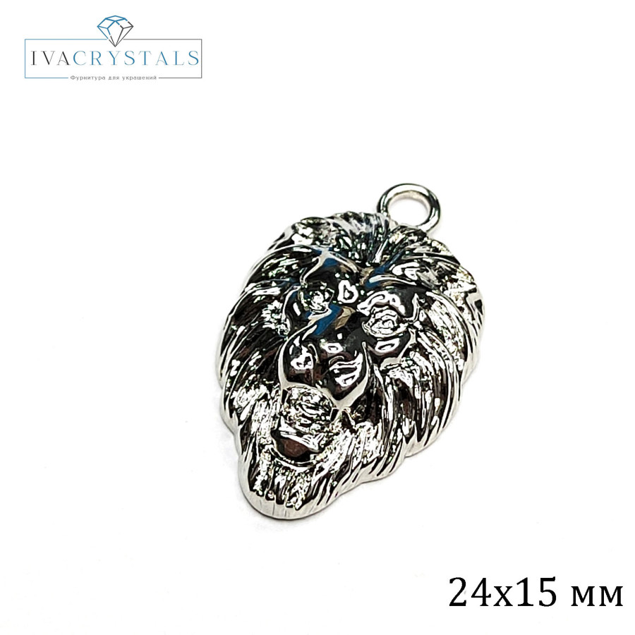 Подвеска Лев 24х15 мм, штука покрытие Родий