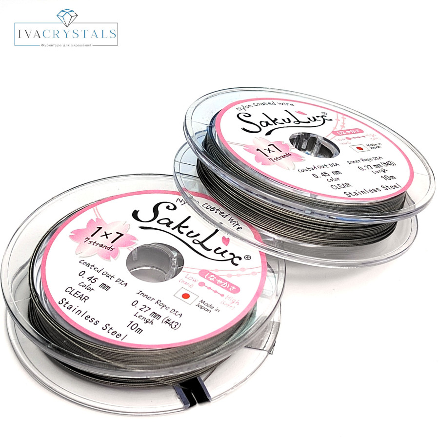 0,45 мм Японский Тросик ювелирный SakuLux, цвет Серый (Clear)