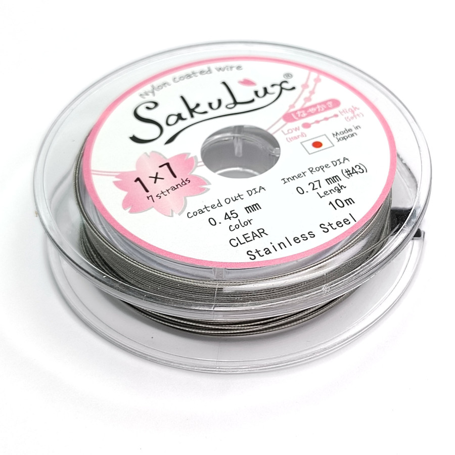 0,45 мм Японский Тросик ювелирный SakuLux, цвет Серый (Clear) Метр