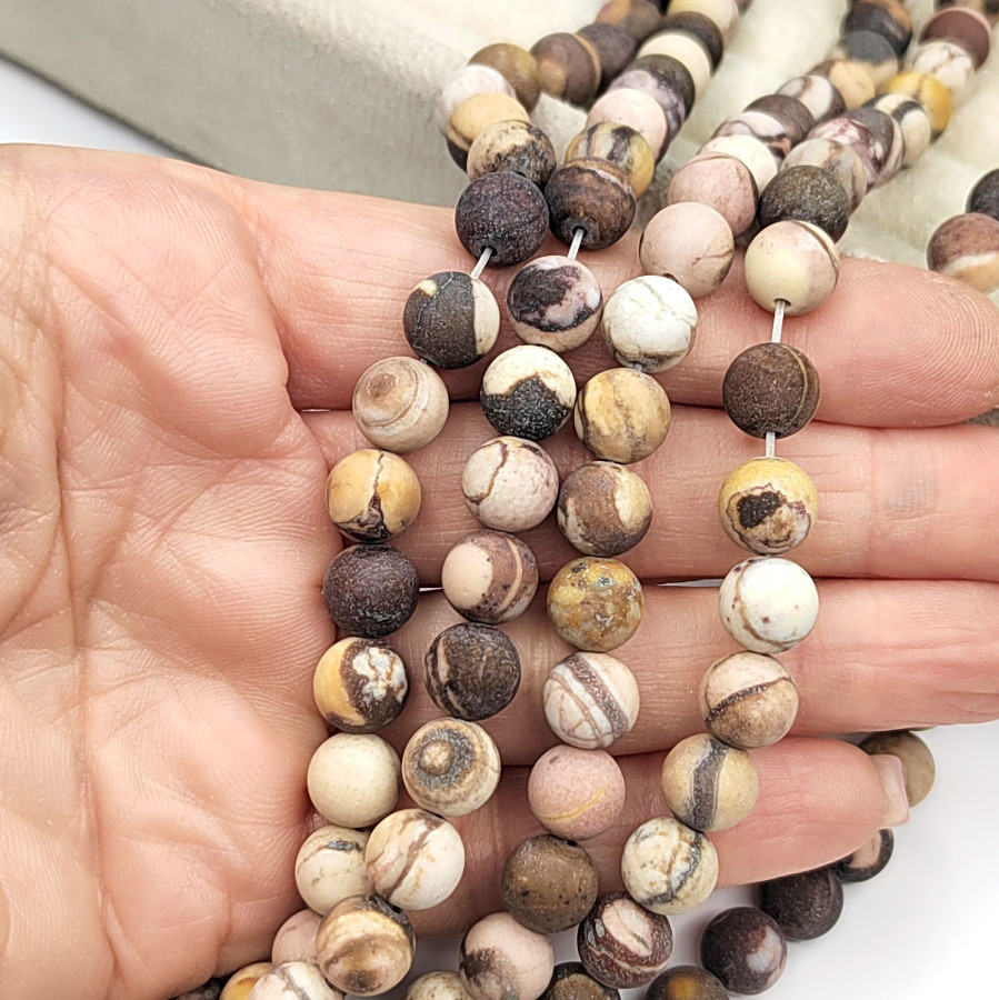 Яшма натуральная Кофейная матовая, нить 37-38 см