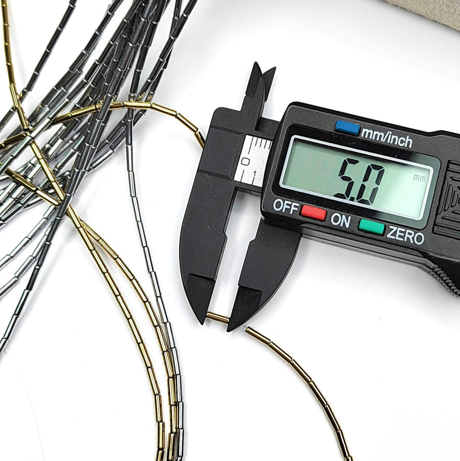 Гематит Трубочки тонкие 5х1,6 мм, НИТЬ 40 см