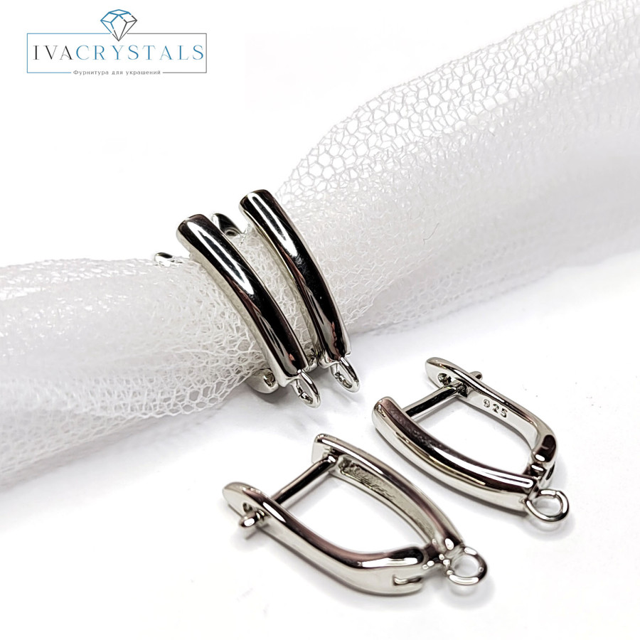 Швензы классические 18х3 мм, основа для серёжек, пара покрытие Родий