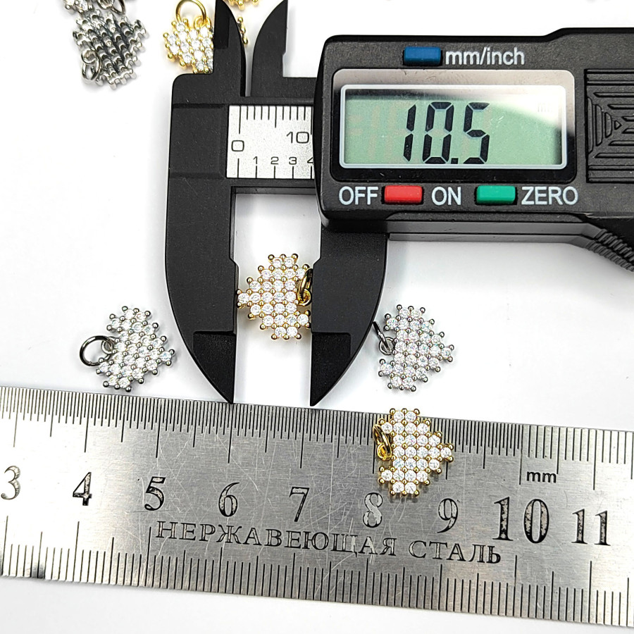 Подвеска Сердце 12х10 мм с фианитами , штука