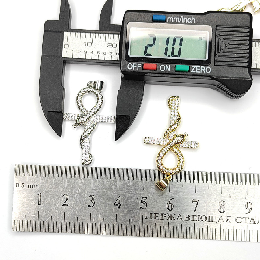 Подвеска крупный Крестик со змеёй, египетский крест Анкх 38х21 мм