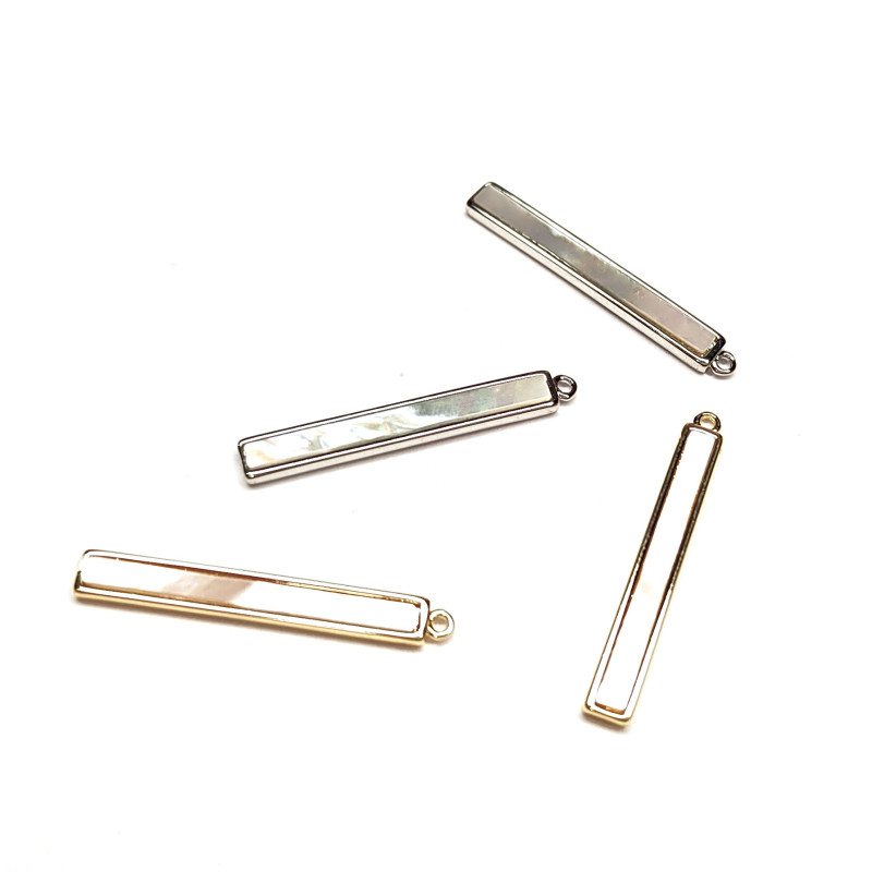 Подвеска Палочка 26х3,2 мм с белым перламутром, штука