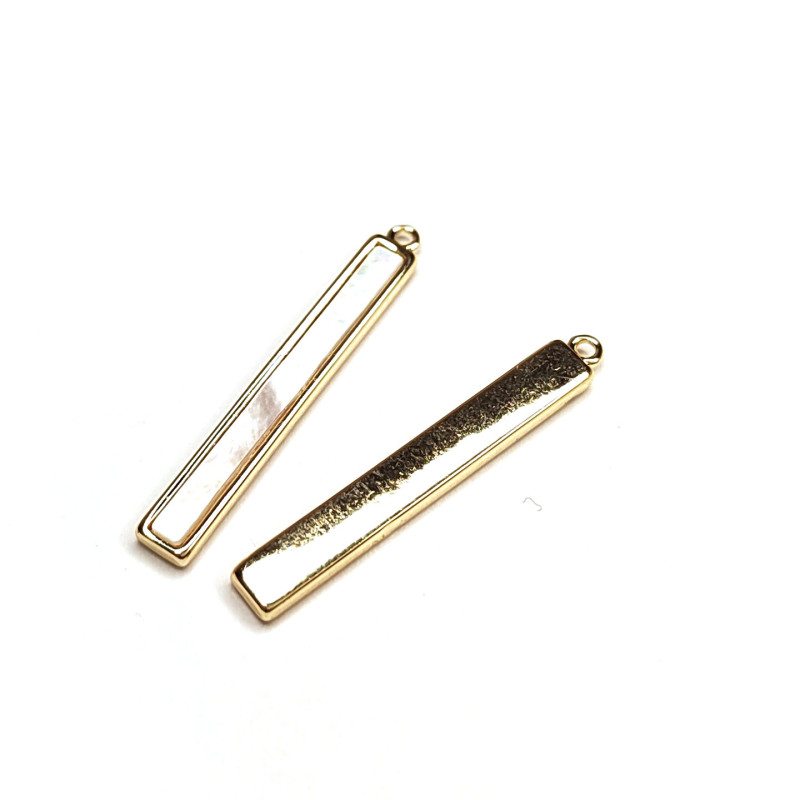 Подвеска Палочка 26х3,2 мм с белым перламутром, штука