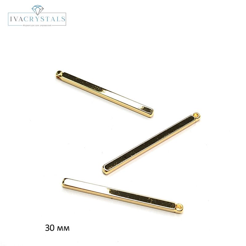 Подвеска палочка 30х2 мм с гранями, штука покрытие Позолота