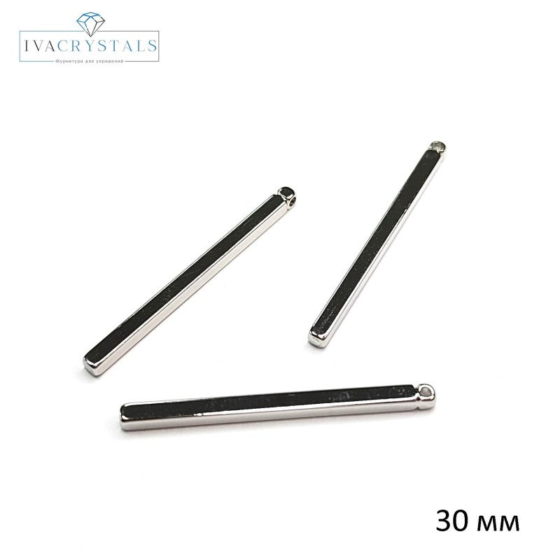 Подвеска палочка 30х2 мм с гранями, штука покрытие Родий