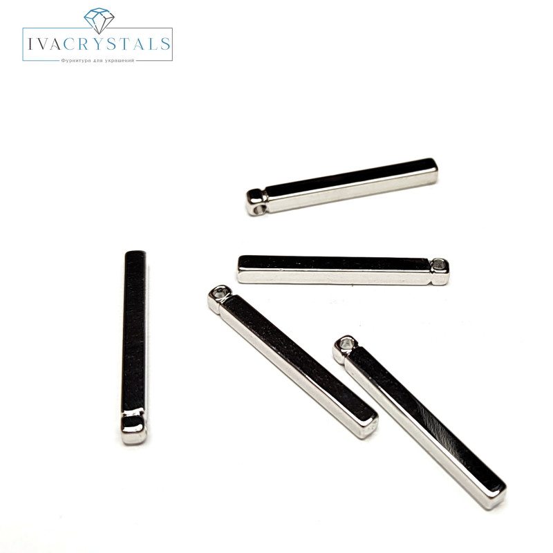 Подвеска палочка 20х2 мм с  гранями, штука покрытие Родий