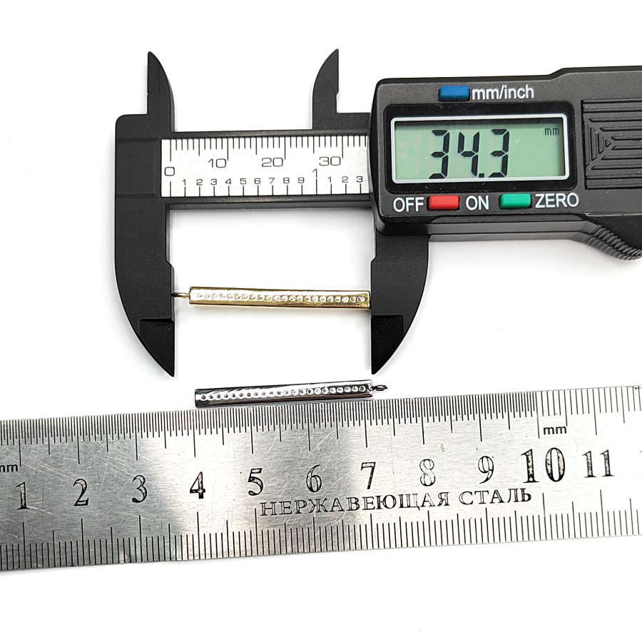 Подвеска палочка 34 мм с фианитами, штука