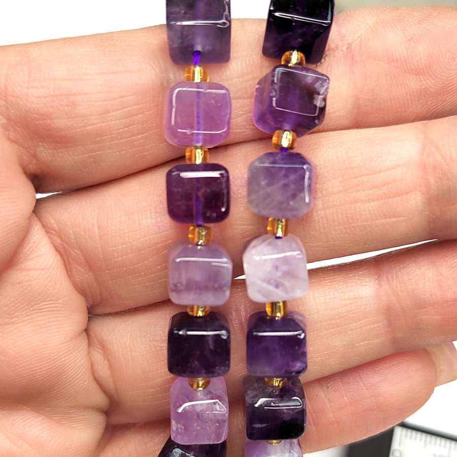 8 мм Аметист натуральный, бусина кубик, штука