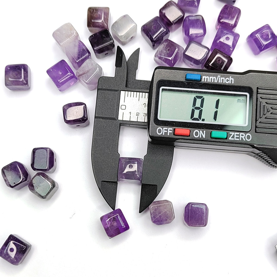 8 мм Аметист натуральный, бусина кубик, штука