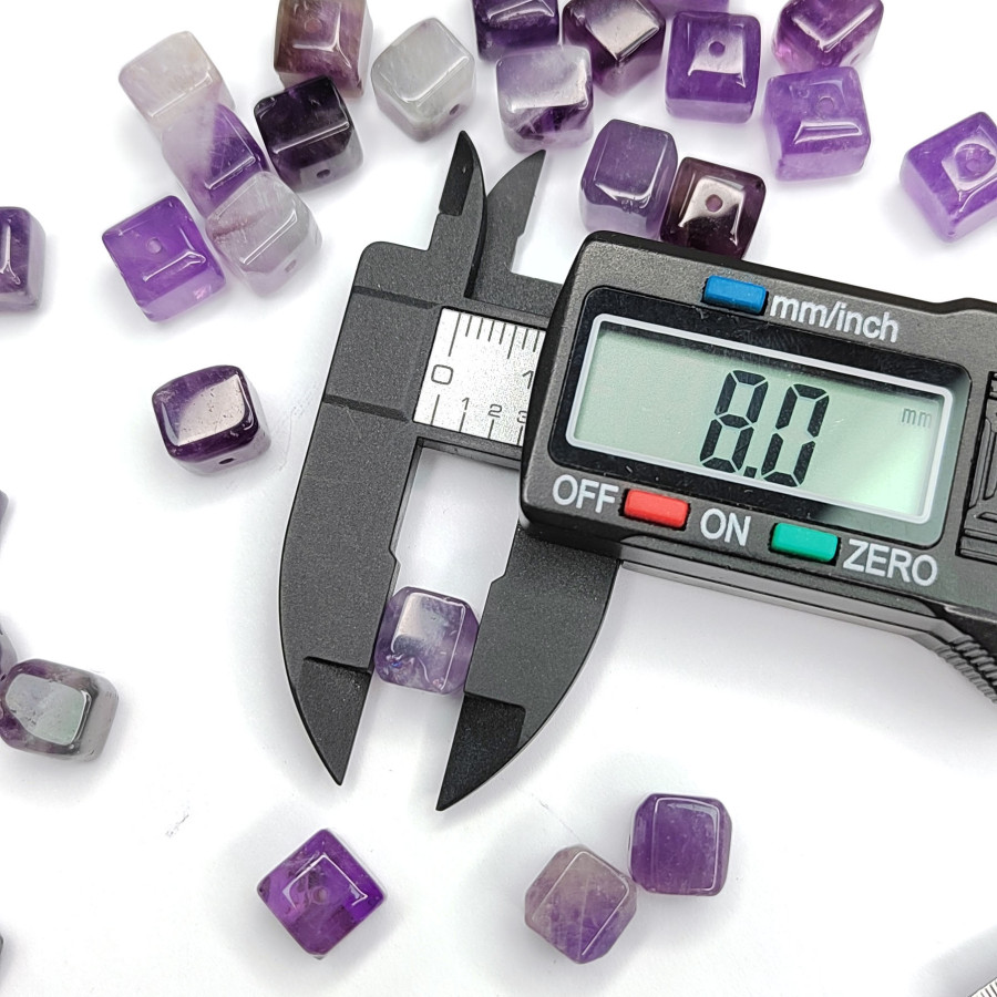 8 мм Аметист натуральный, бусина кубик, штука