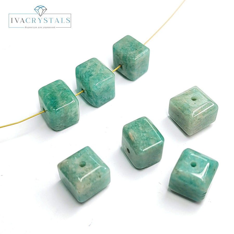 8 мм Амазонит натуральный, бусина кубик, штука