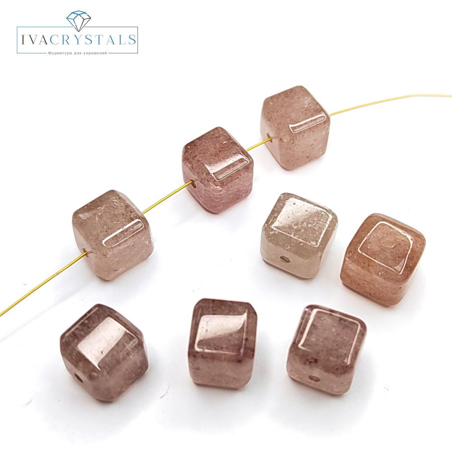 Кварц земляничный Кубик 8 мм, штука