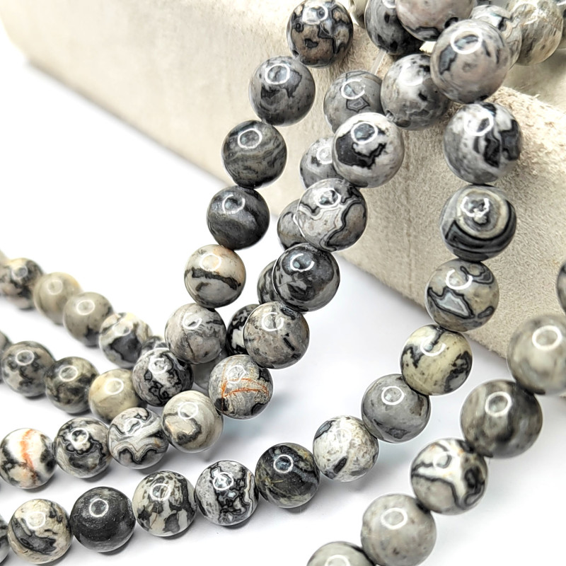 Яшма серая натуральная, бусины гладкий шар