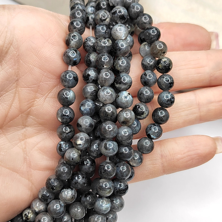 6,6 мм Ларвикит натуральный камень, нить 39 см