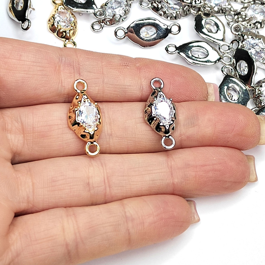 Коннектор  с фианитом 23х10 мм, штука