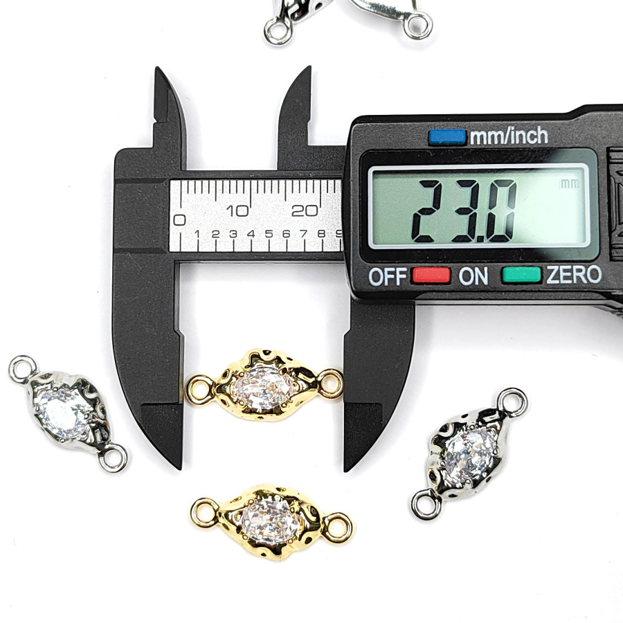 Коннектор  с фианитом 23х10 мм, штука