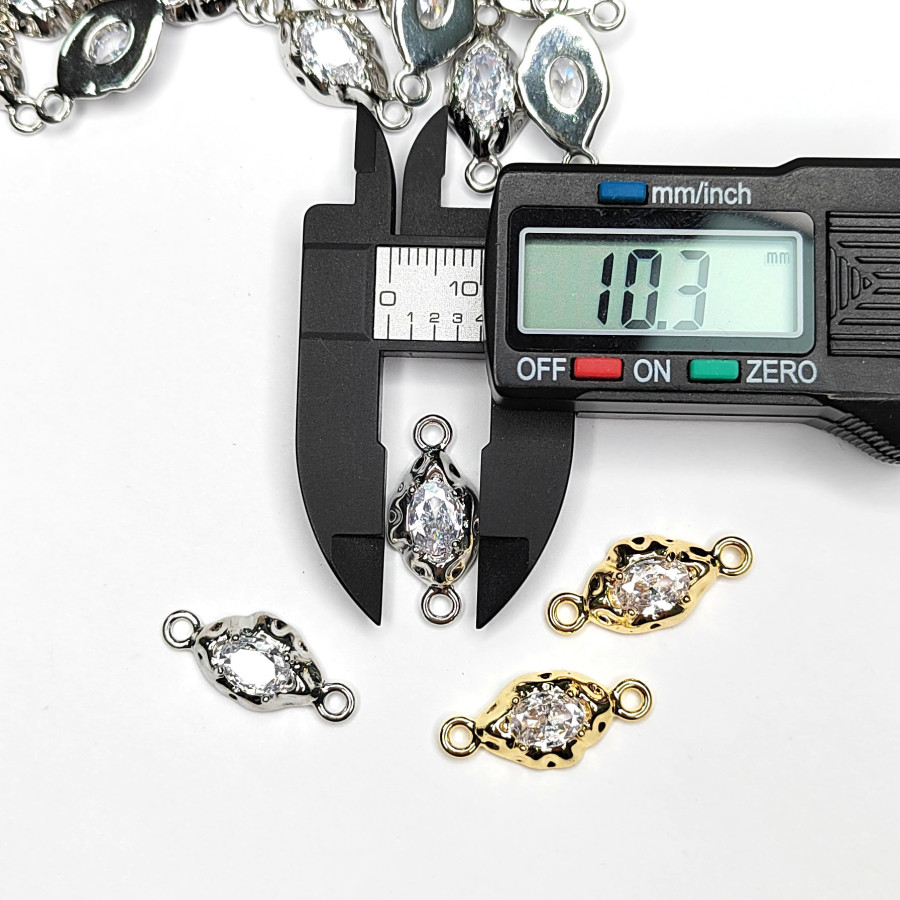 Коннектор  с фианитом 23х10 мм, штука