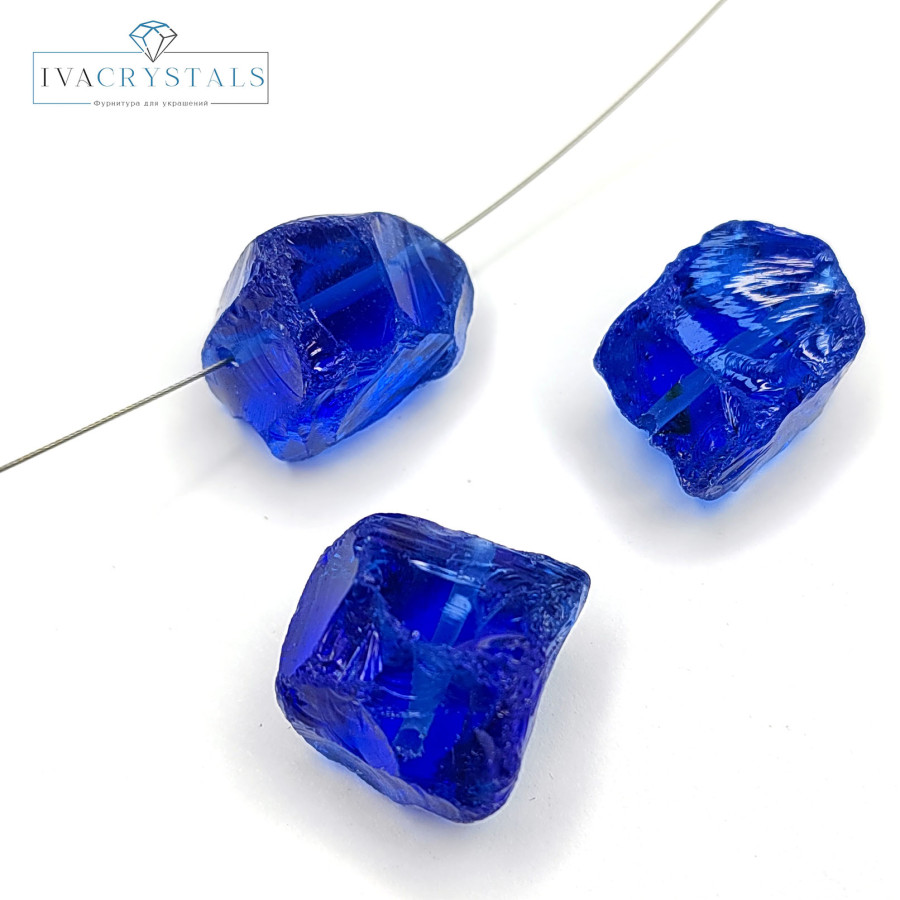 20х18 мм Крупный аква кварц (имитация) тонированый Синий, фриформ, ШТУКА