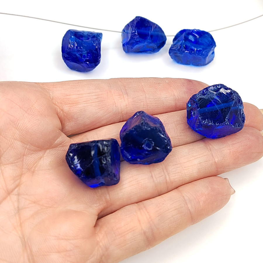 20х18 мм Крупный аква кварц (имитация) тонированый Синий, фриформ, ШТУКА