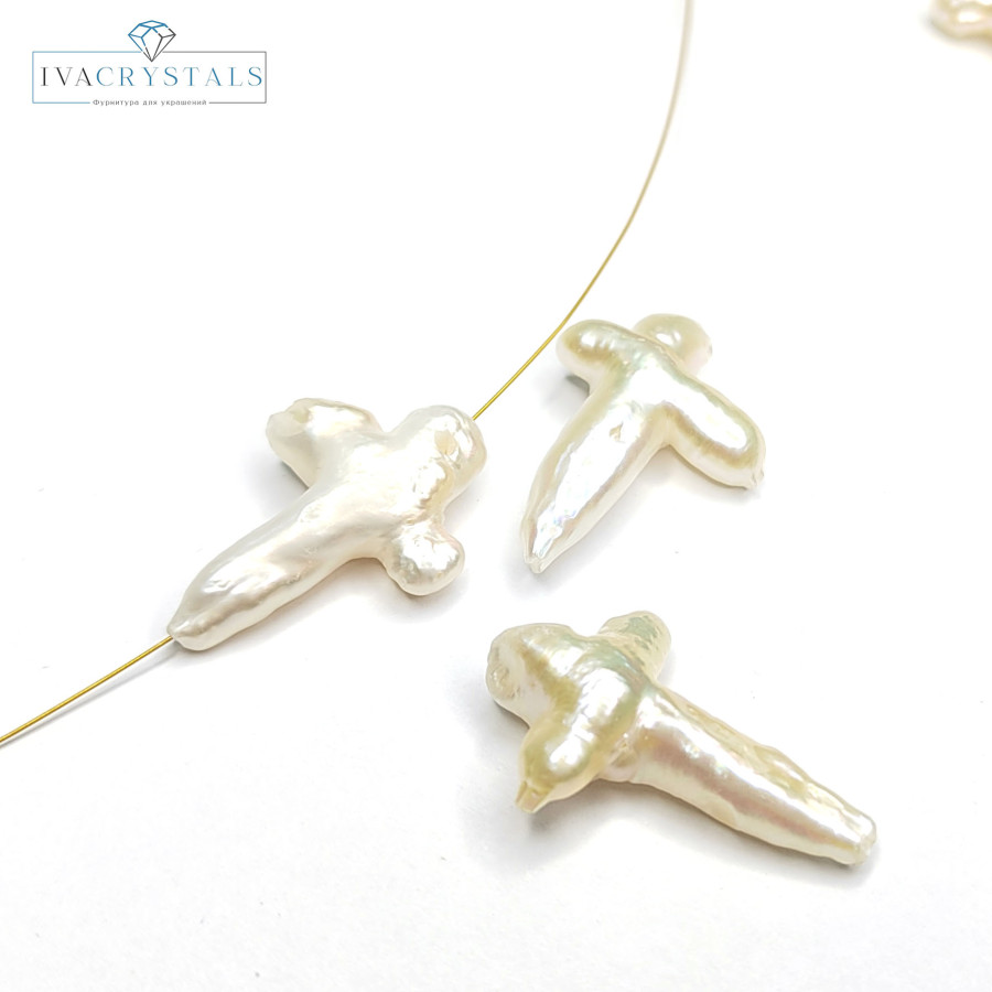 Жемчуг натуральный культивированный в форме Крестика 30 мм, штука