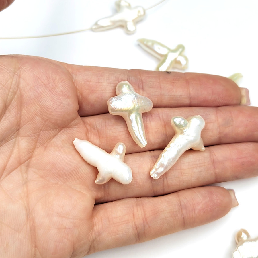 Жемчуг натуральный культивированный в форме Крестика 30 мм, штука