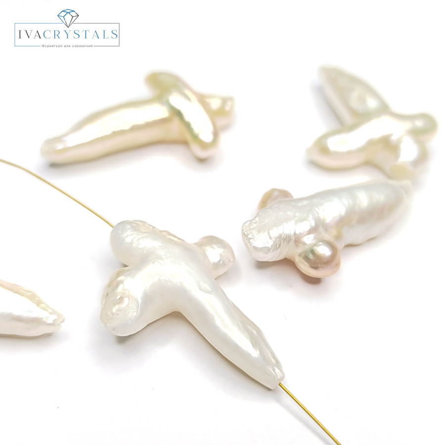 Жемчуг натуральный культивированный в форме Крестика 30 мм, штука