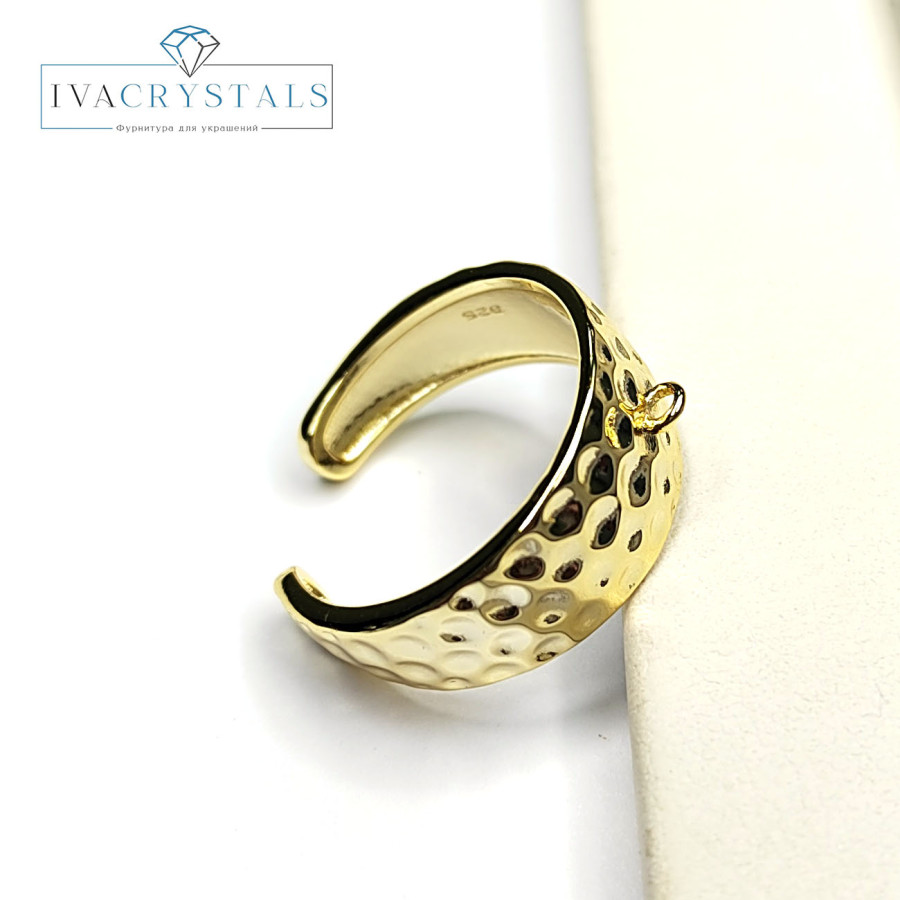 Кольцо-основа шириной 9 мм с петлей для подвесок покрытие Позолота