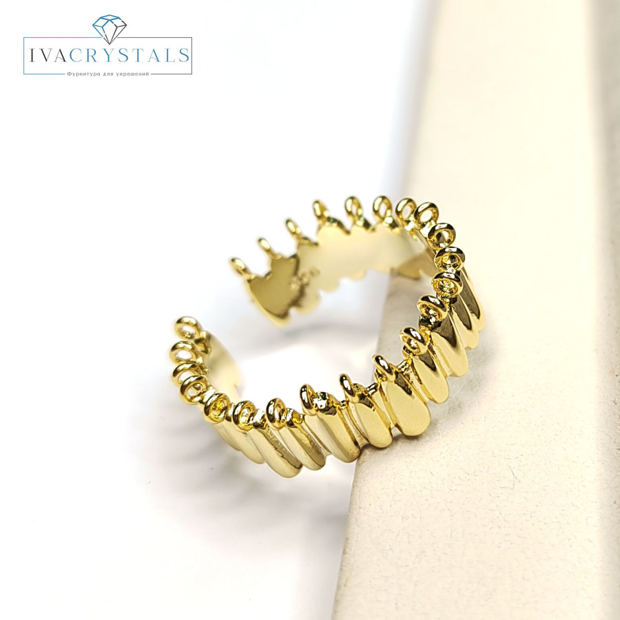 Кольцо-основа шириной 8 мм с петлями для подвесок покрытие Позолота