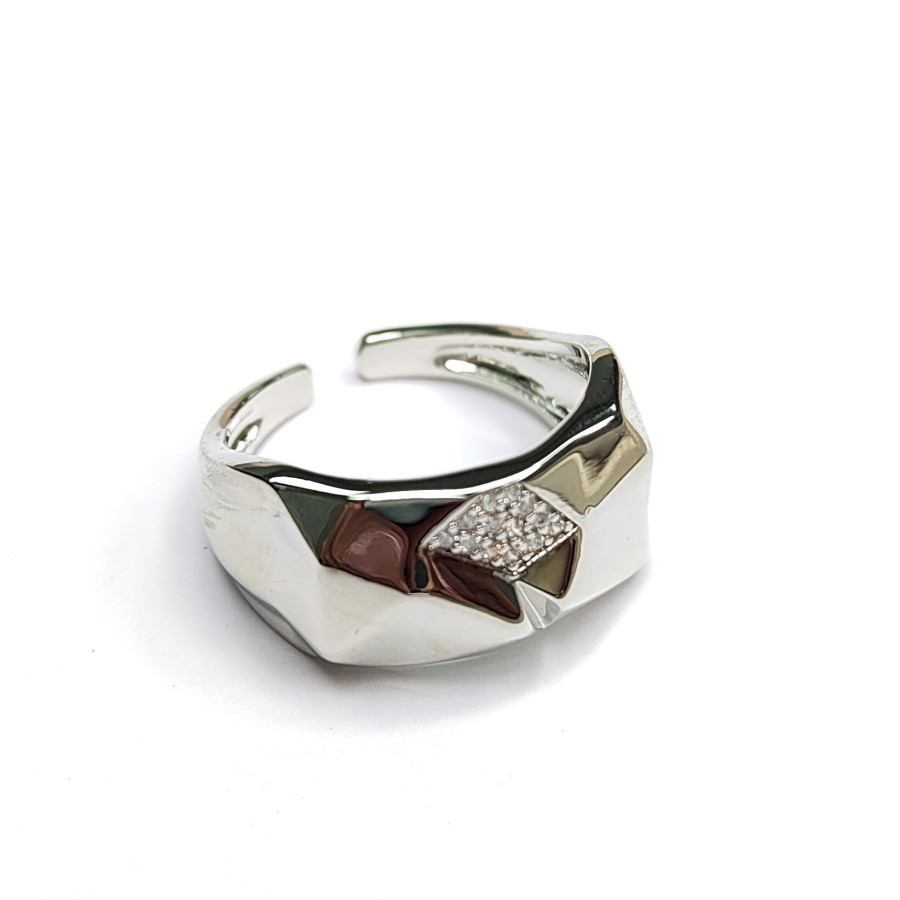 Кольцо широкое с фианитами 10 мм, штука