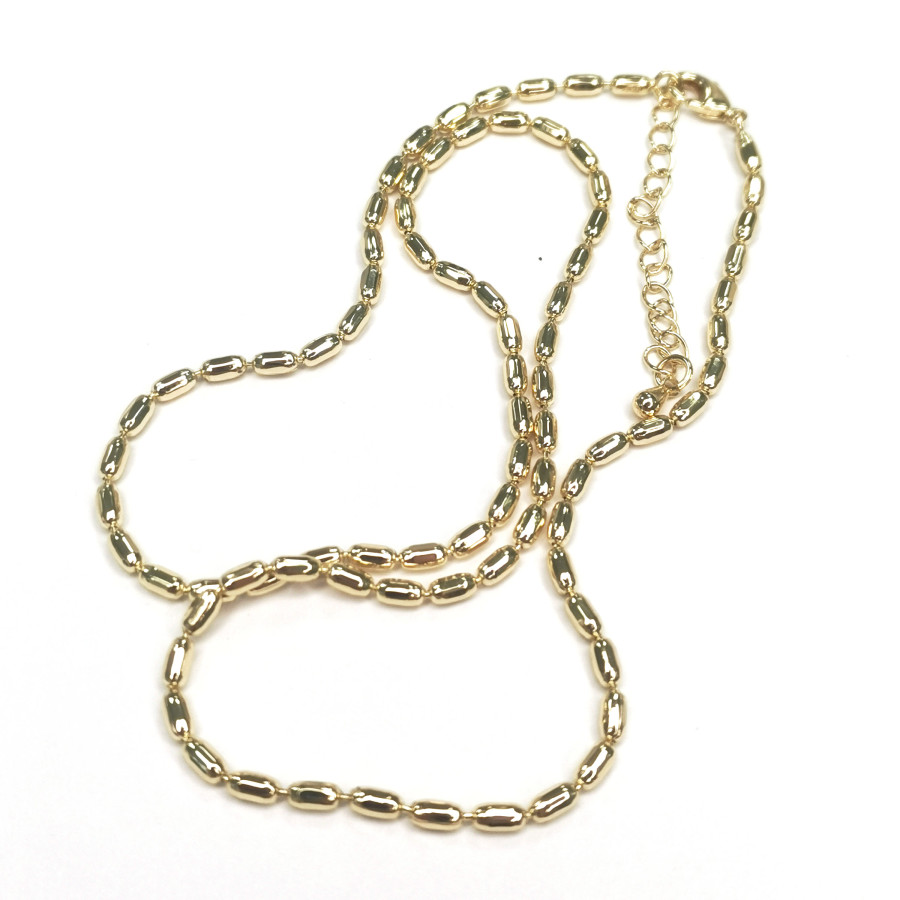 Цепочка готовая, форма звена Рис, длина 45 см с замочком на удлинение, штука покрытие Позолота