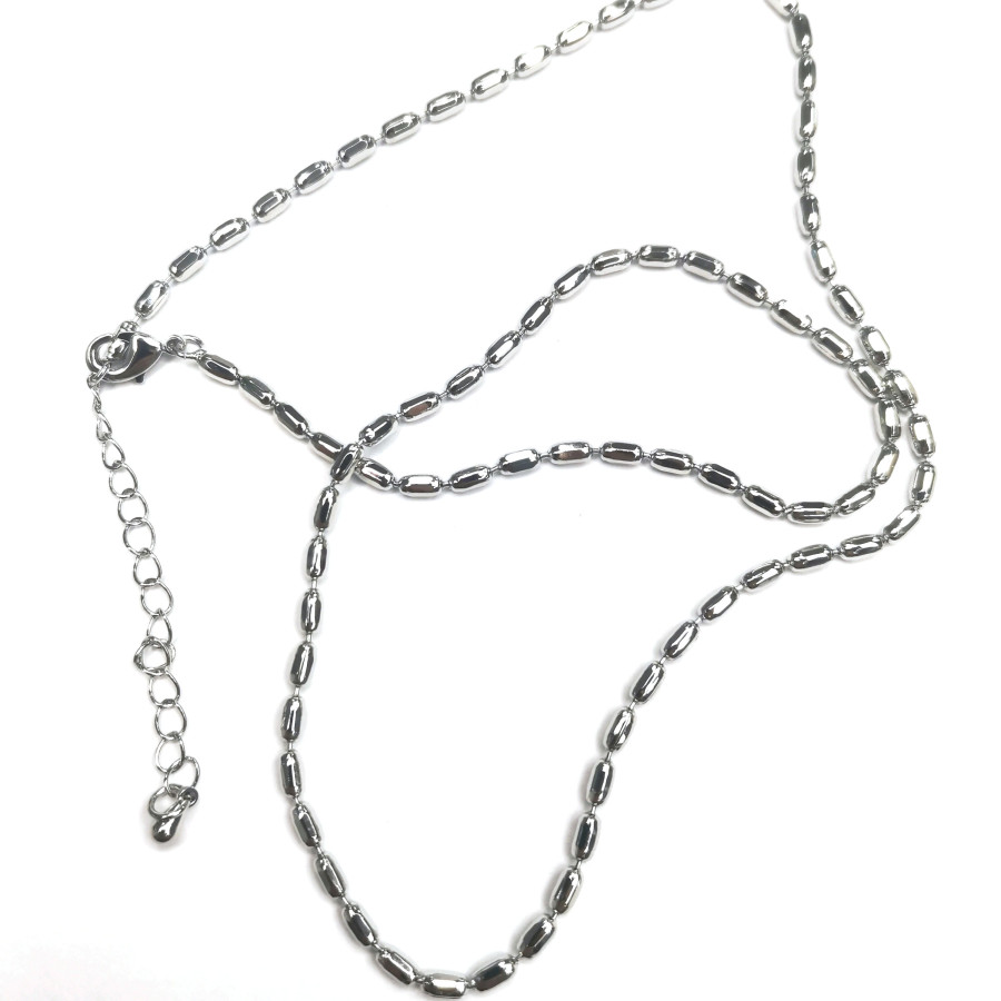 Цепочка готовая, форма звена Рис, длина 45 см с замочком на удлинение, штука покрытие Родий