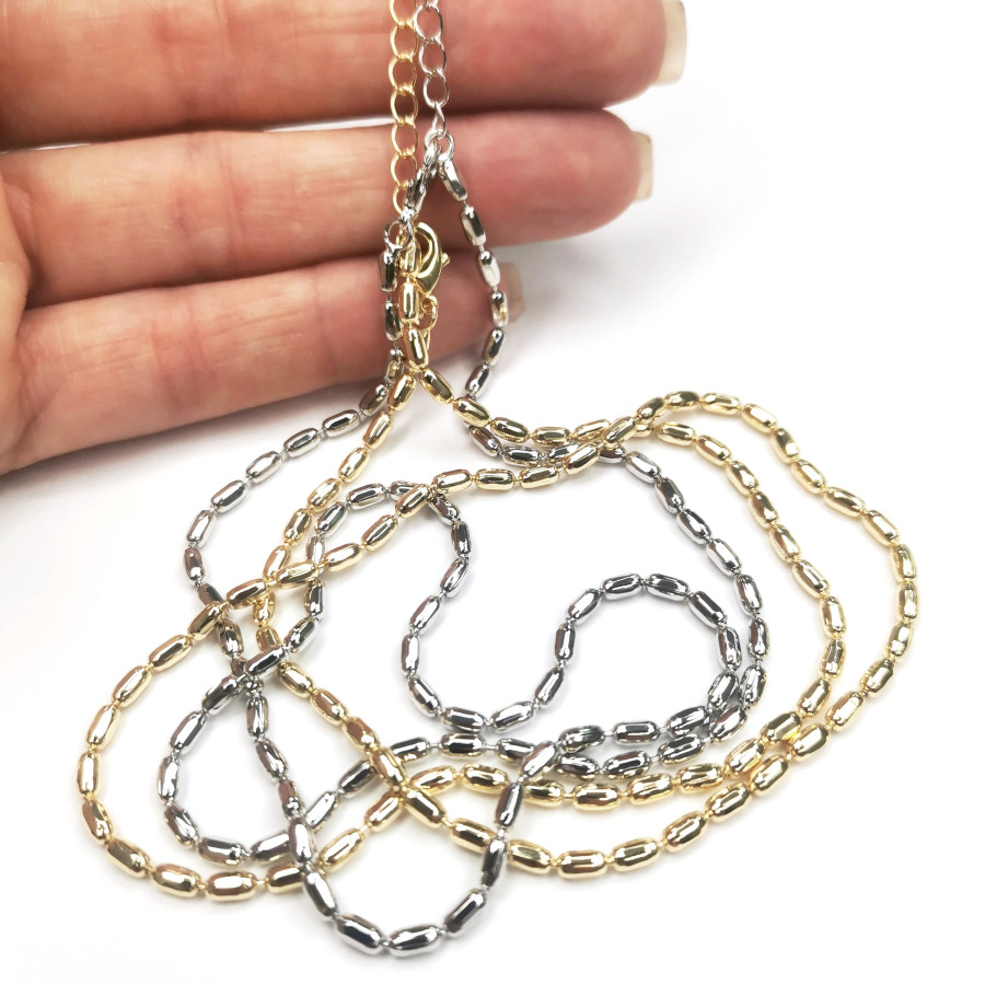 Цепочка готовая, форма звена Рис, длина 45 см с замочком на удлинение, штука