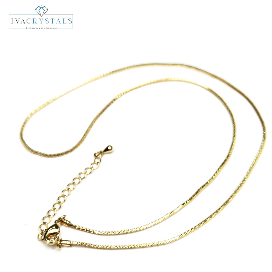 Цепочка готовая, форма звена Шнурок, длина 45 см с замочком на удлинение, штука покрытие Позолота